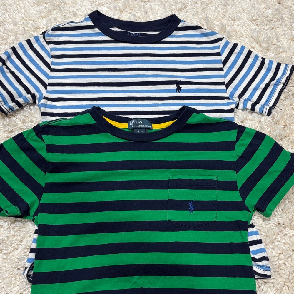 Polo by Ralph Lauren Kids Striped Tees - Navy and Green